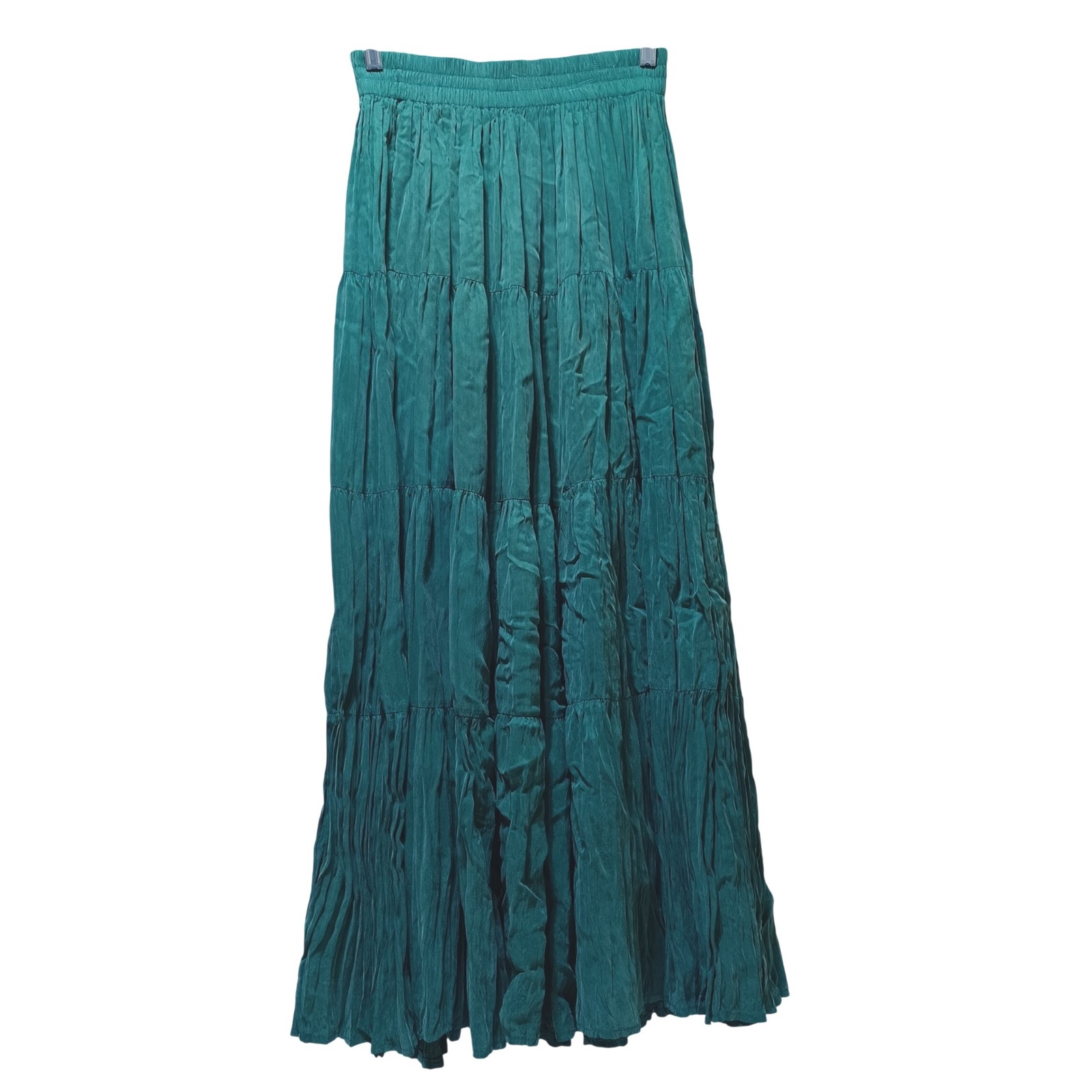 Vtg Longhorn Niver Womens M Teal Pleated Broomstick Skirt Western Cowgirl Boho